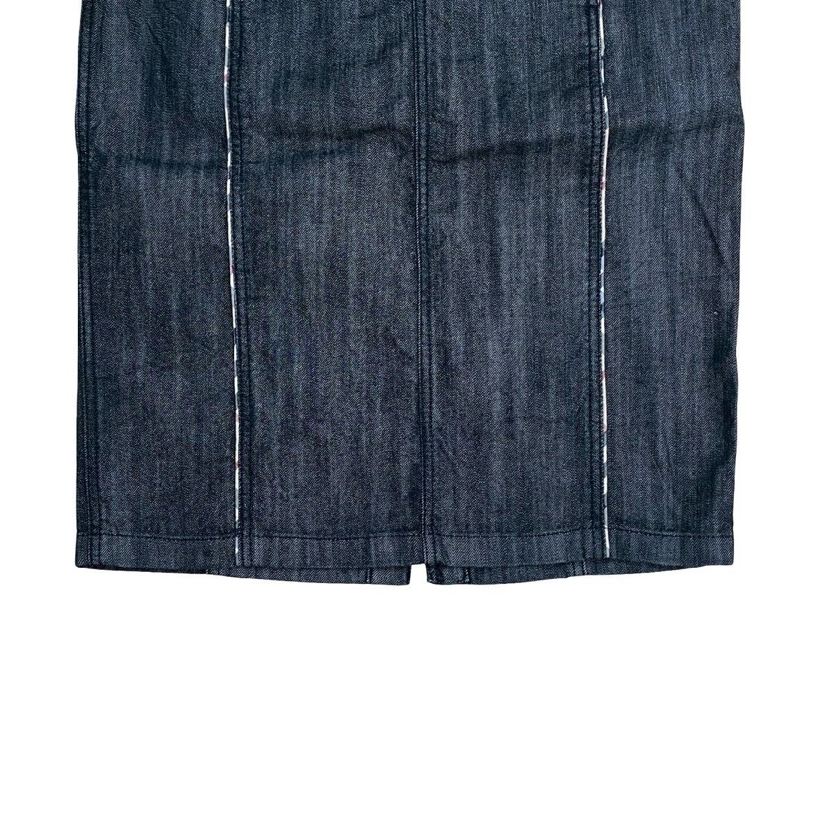 極 美品 BURBERRY LONDON バーバリー ロンドン ノバチェック デニム タイト スカート 44サイズ レディース ブラック 134-7