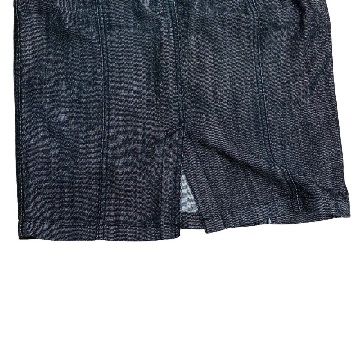 極 美品 BURBERRY LONDON バーバリー ロンドン ノバチェック デニム タイト スカート 44サイズ レディース ブラック 134-7