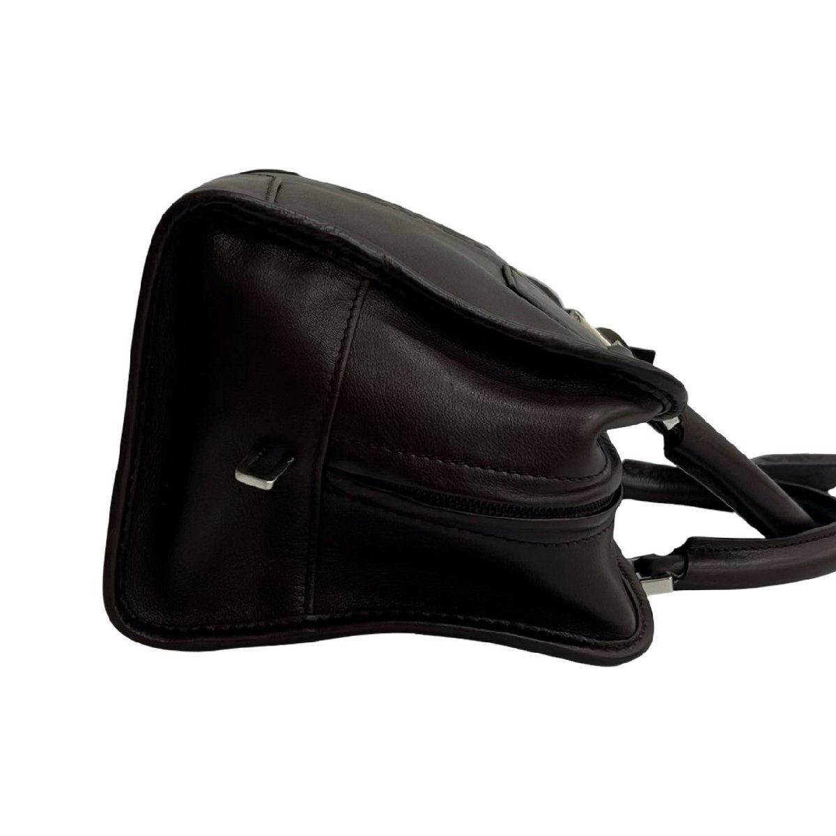 極 美品 カデナ 鍵付き LOEWE ロエベ アマソナ 28 アナグラム ロゴ レザー 本革 ハンドバッグ ミニ ボストンバッグ ブラウン 164-6