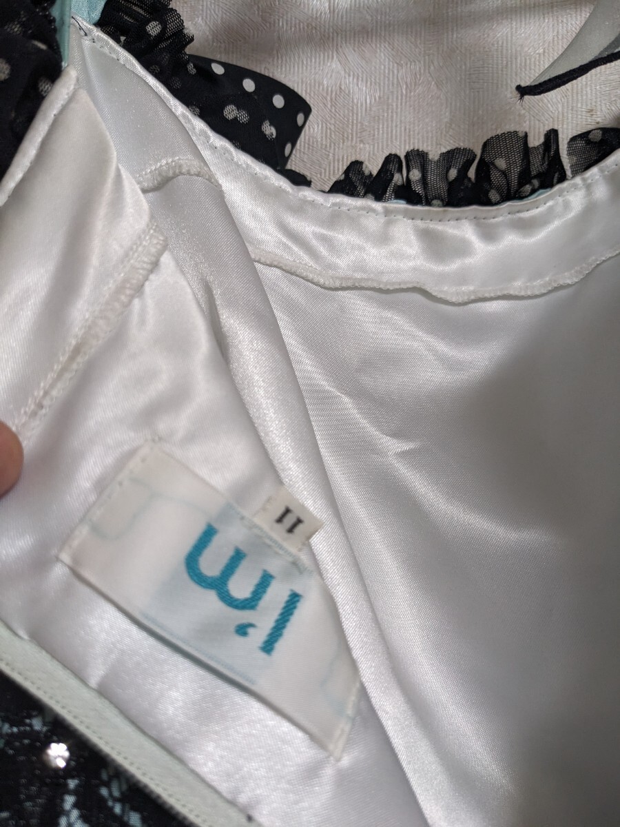 非売品！子供用 七五三 ドレス 140サイズ I’m今井 7歳〜 水色系 ストライプ リボン 撮影 モデル CM 写真 貸衣装 中古 ど14_画像5