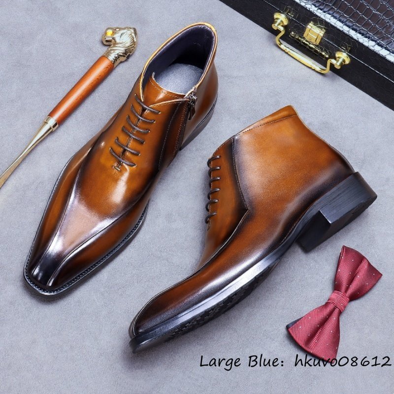 最上級(jí)*定価15萬(wàn) マーティンブーツ 本革 ビジネスブーツ ショートブーツ 職人手作り 牛革 皮靴 レザーブーツ 紳士靴 革靴 ブラウン 28.0cm