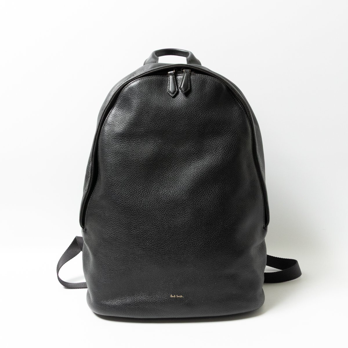 【1円スタート】Paul Smith ポール?スミス バックパック リュックサック ブラック 黒 レザー 革 無地 ファスナー開閉式 メンズ シンプル