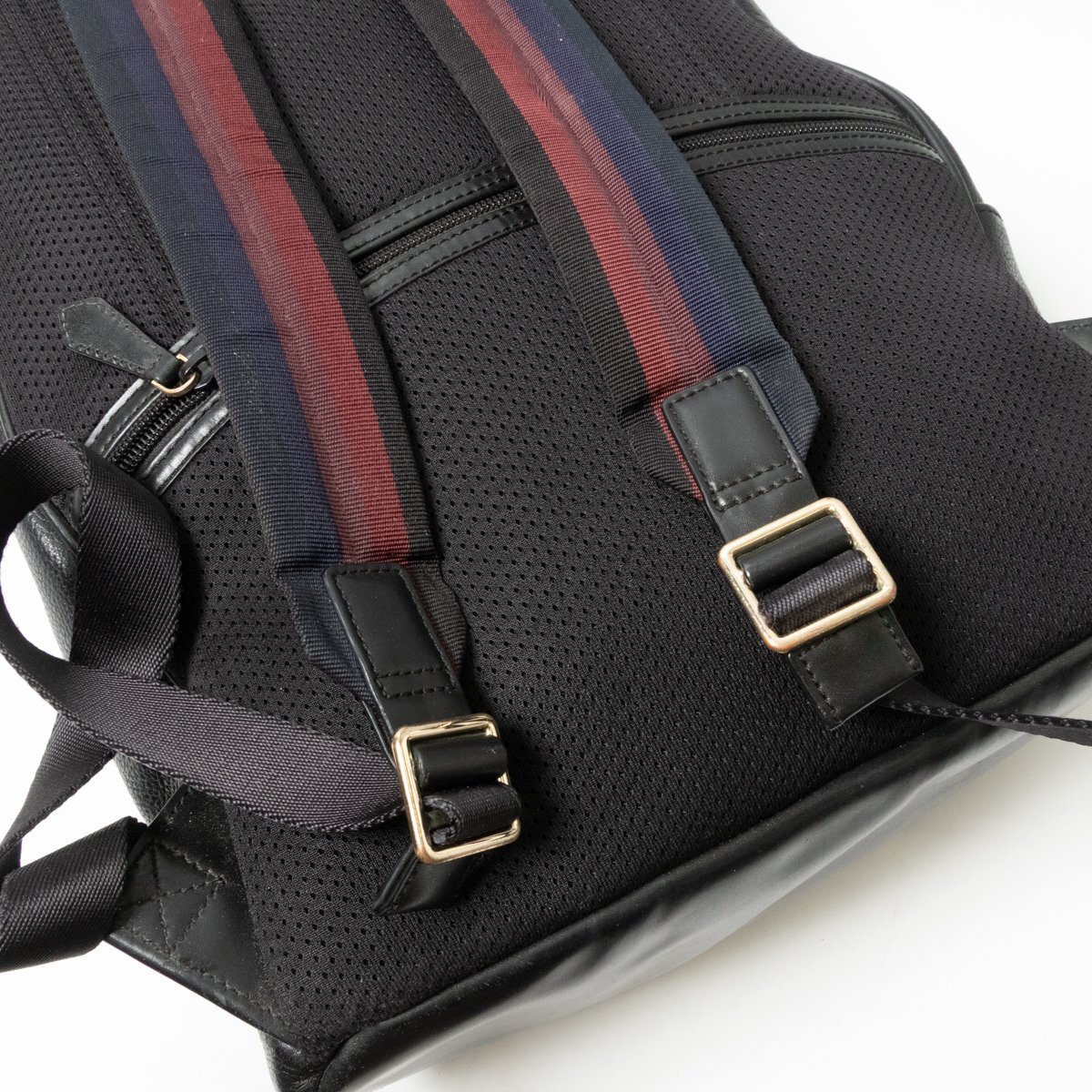 【1円スタート】Paul Smith ポール?スミス バックパック リュックサック ブラック 黒 レザー 革 無地 ファスナー開閉式 メンズ シンプル