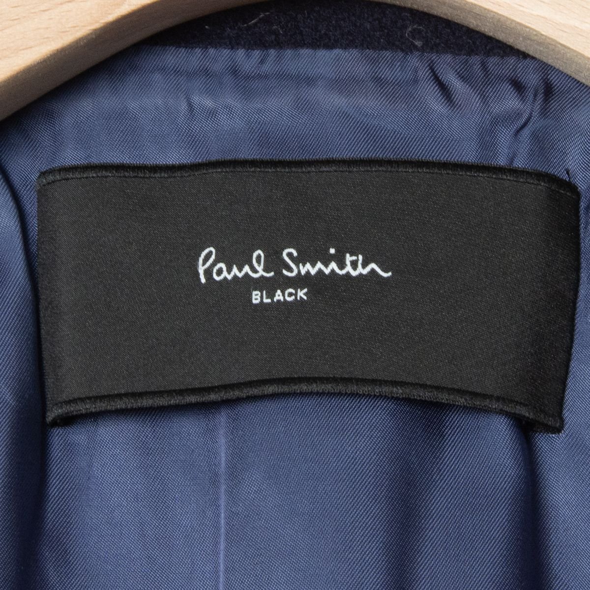 【1円スタート】Paul Smith BLACK ポールスミス 袖口配色コート アウター ウール100% トラッド 紺 ネイビー 無地 38 日本製 レディース_画像8