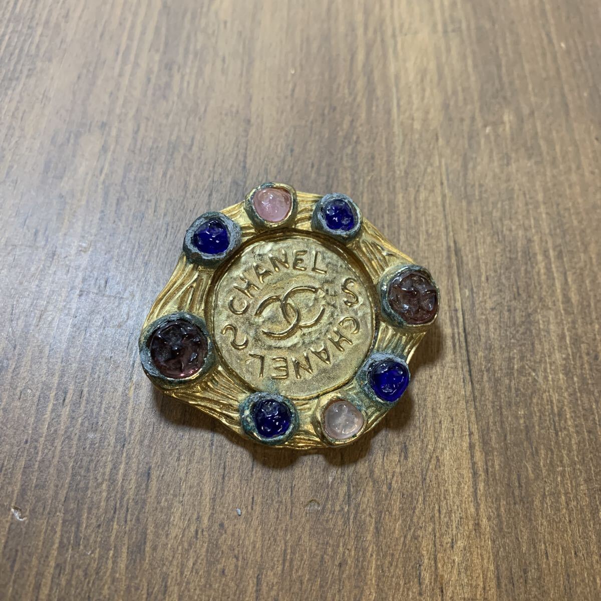 1円スタート CHANEL シャネル ヴィンテージ ブローチ アクセサリー アンティーク デコ ストーン 現状