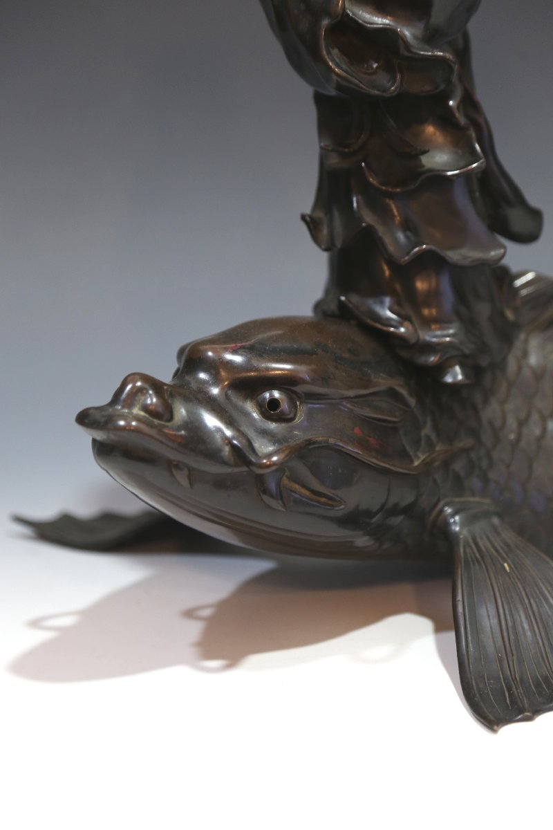 明治期 銅製 琴高仙人 置物 107 その他