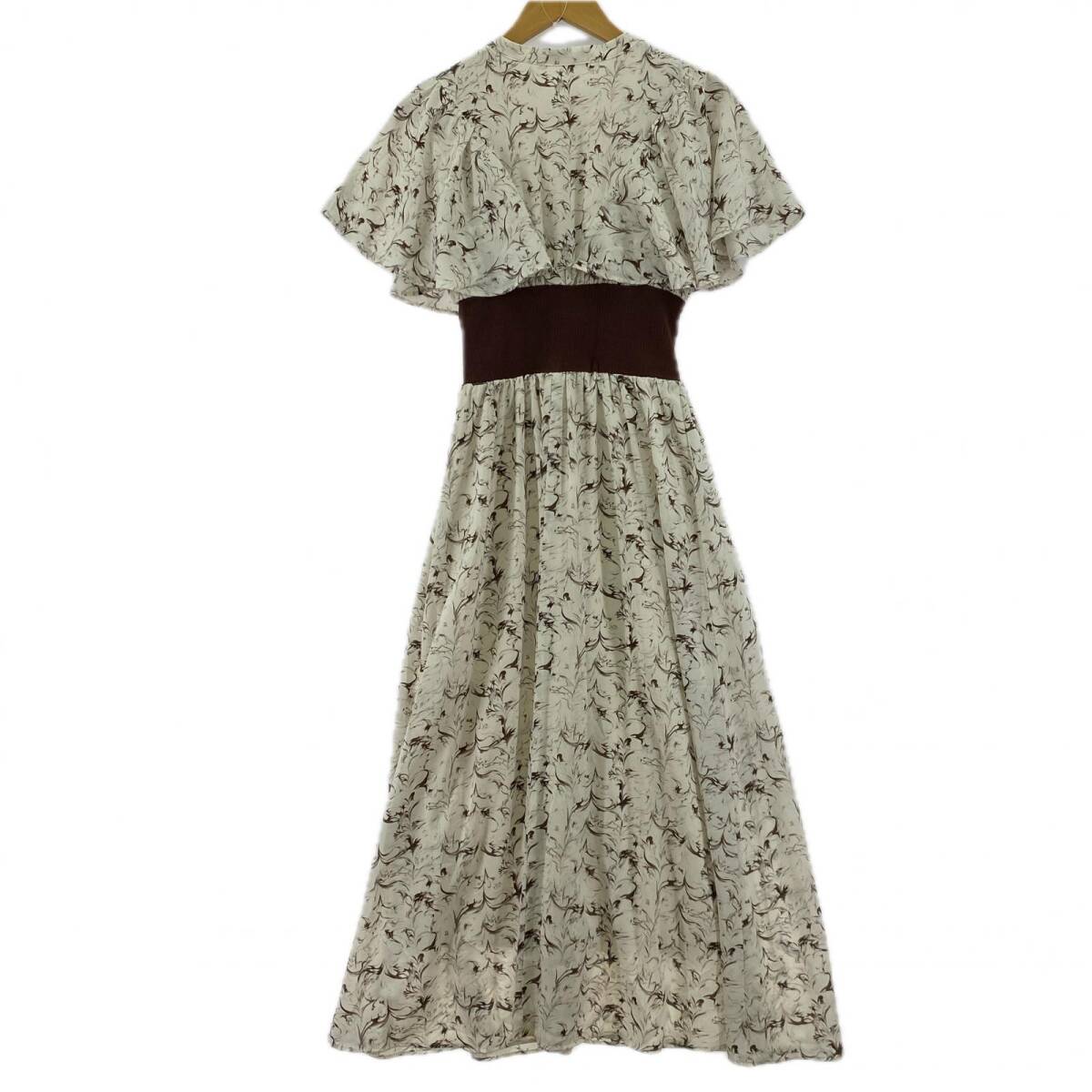 MAJESTIC LEGON マジェスティックレゴン 総柄 切替 ワンピース sizeM/ホワイト×ブラウン_画像2