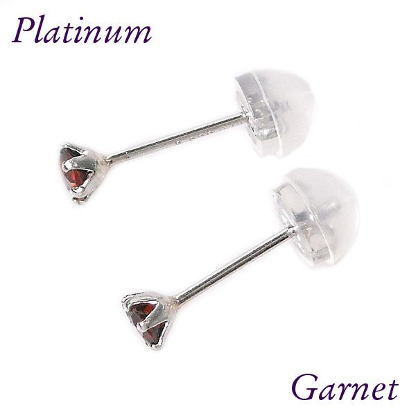 ガーネット ピアス プラチナ 天然石 一粒 1月誕生石 レディース 50代 40代 60代 30代 20代 シンプル pt900 両耳 ギフト プレゼント 女性用_画像3