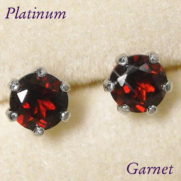 ガーネット ピアス プラチナ 天然石 一粒 1月誕生石 レディース 50代 40代 60代 30代 20代 シンプル pt900 両耳 ギフト プレゼント 女性用_画像4