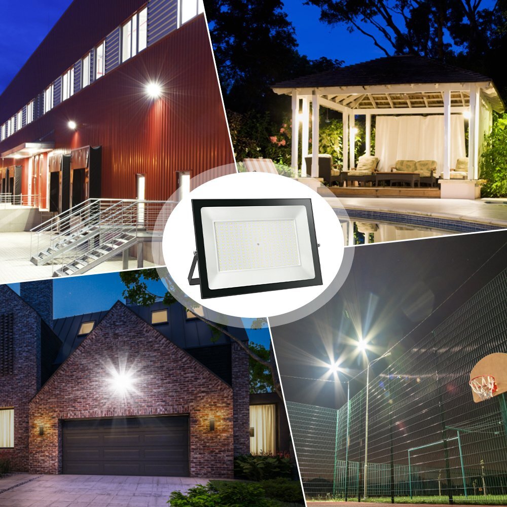 【即納】LED投光器 4台 200W 2000W相当 薄型 LEDライト AC80V-150V 昼光色 作業灯 防水 PSE コンセント式 屋外 駐車場 1年保証 送料無料