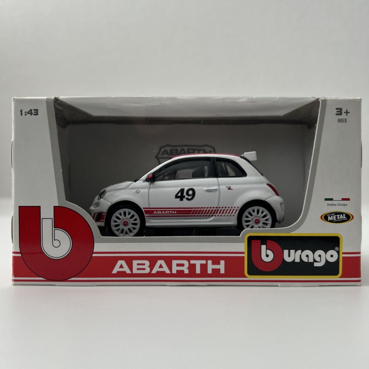 Bburago 1/43 ABARTH 500 #49 White assetto corse BBurago abarth дилер специальный заказ a комплект Corse миникар модель машина FIAT500
