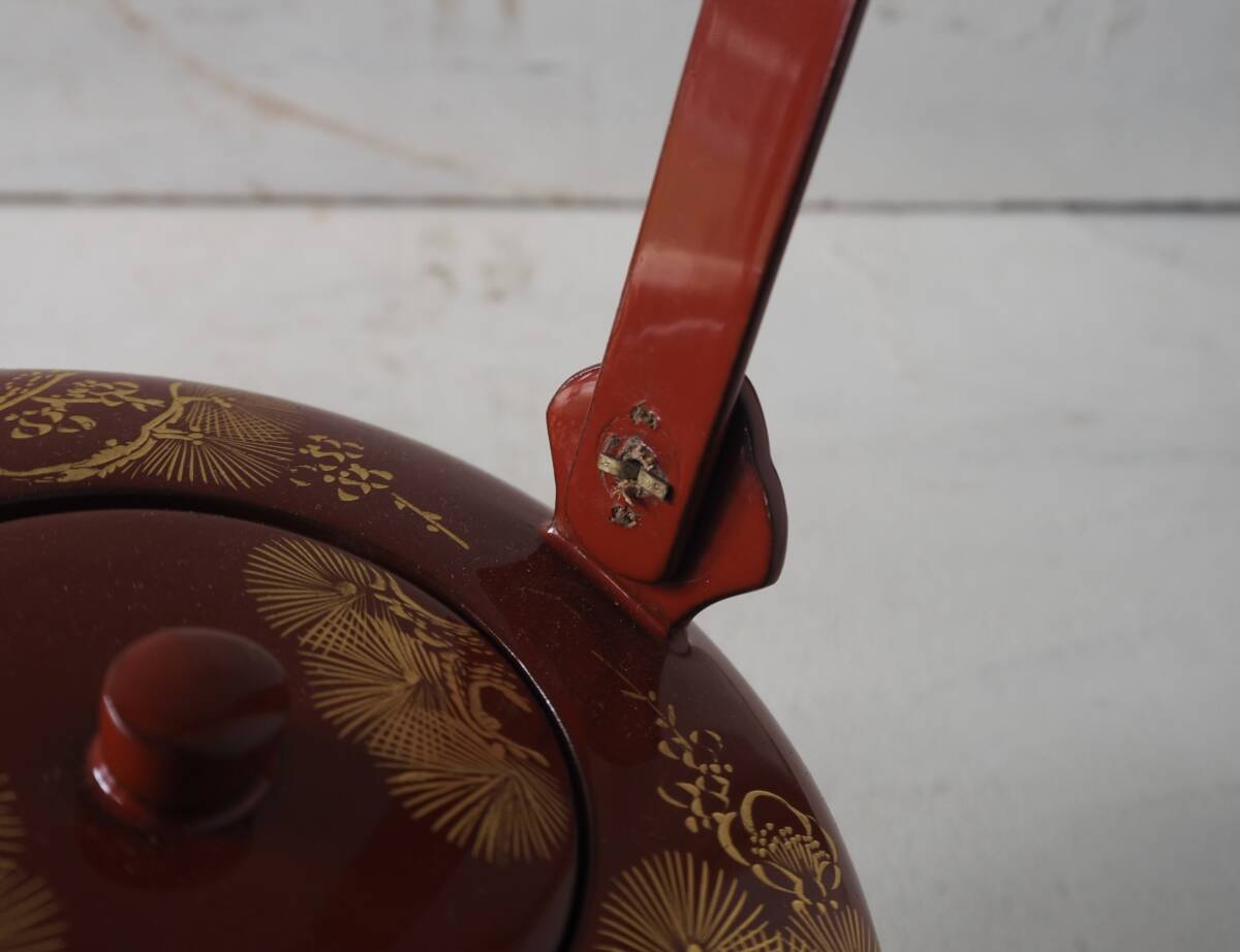 【OAN】 時代物 漆芸 朱塗 沈金 屠蘇器 2個セット 骨董 古美術 古道具 民藝 古民藝 茶道具 懐石 古玩 能登 輪島 金沢 U2530_画像9