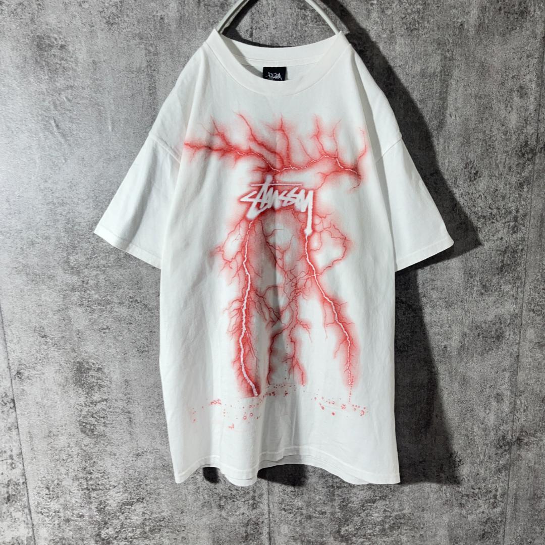 大人気] ステューシー Tシャツ ストックロゴ 雷 サンダー 稲妻