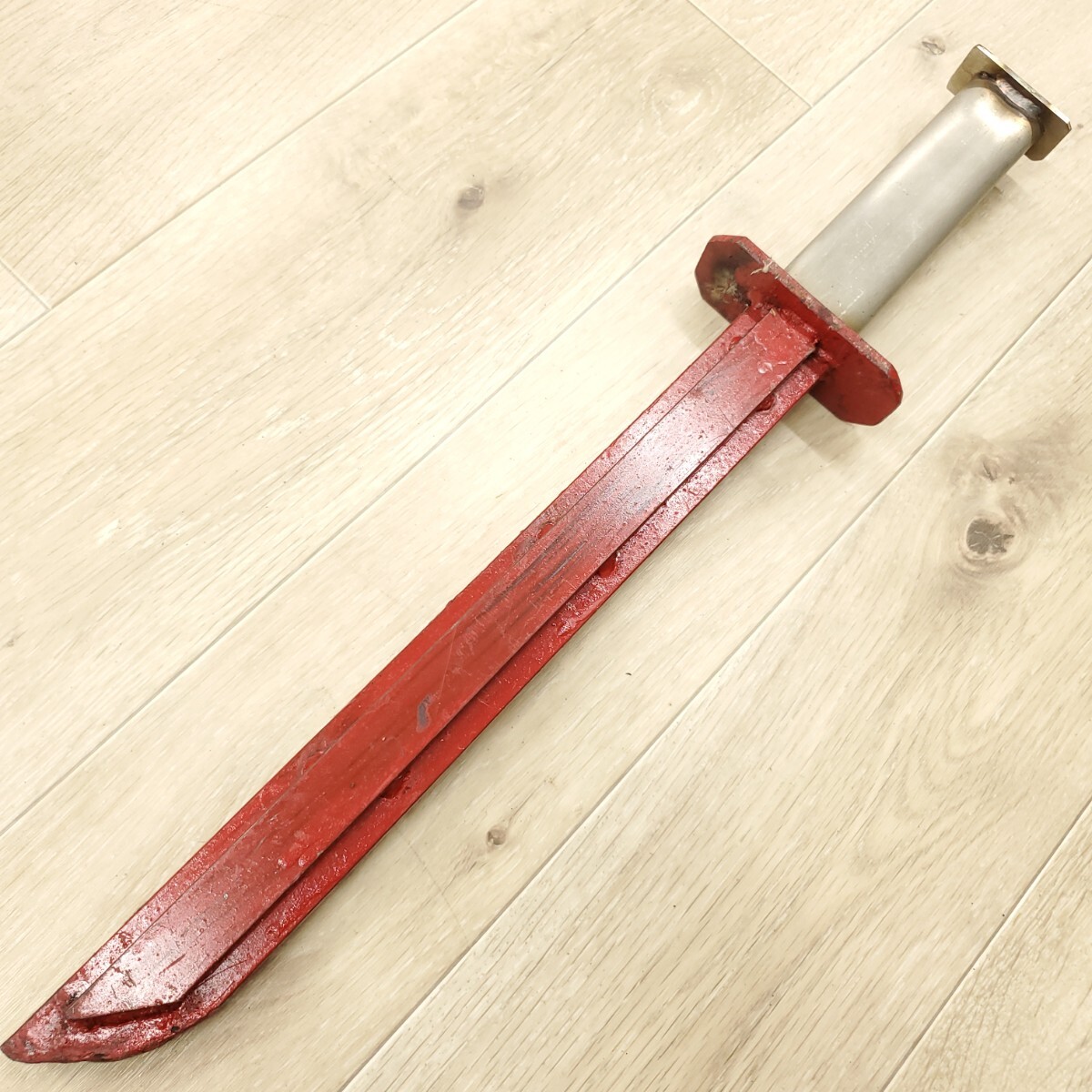 【58.5cm 3,290g】トレーニング用 自作 鍛錬棒 模造刀 刀剣型 手首 リスト 上腕 背筋 強化 筋トレ器具 手慣らし 鉄製 アイアン 金属 1168
