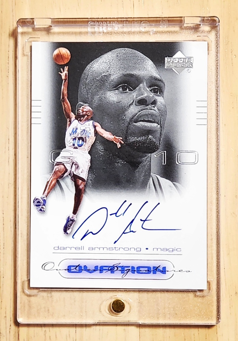 редкость автограф 1999 -00 UD Ovation DARRELL ARMSTRONG auto /dareru Armstrong Autograph (1999 NBA MIP & 6th Man)
