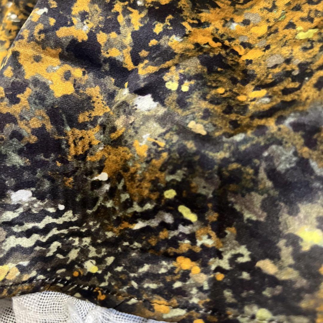 絹シルク100%【アナイ ANAYI】総柄サテンワンピース 38 フレア 膝丈　38サイズ - 素材: 100%シルク ANAYI made in JAPAN 日本製_画像3