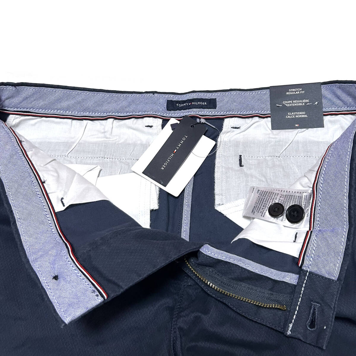 新品 サイズW30 L32(Mサイズ位) トミーヒルフィガー ストラクチャーパンツ ネイビー ストレート 78JA272 TOMMY HILFIGER シンプル 無地_画像6