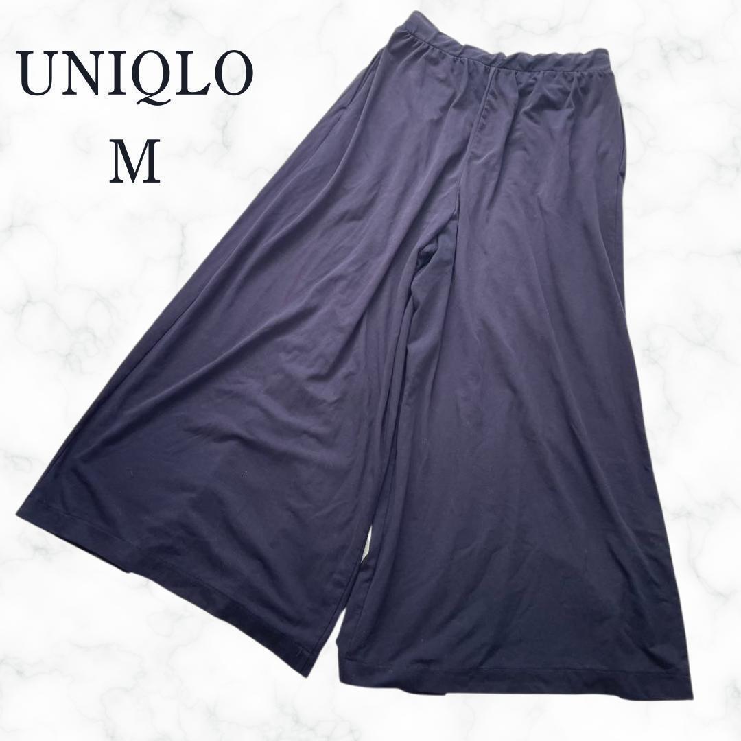 【ユニクロ】レディース キュロット スカート紺色 M 全ゴム入り ポケット付き_画像2