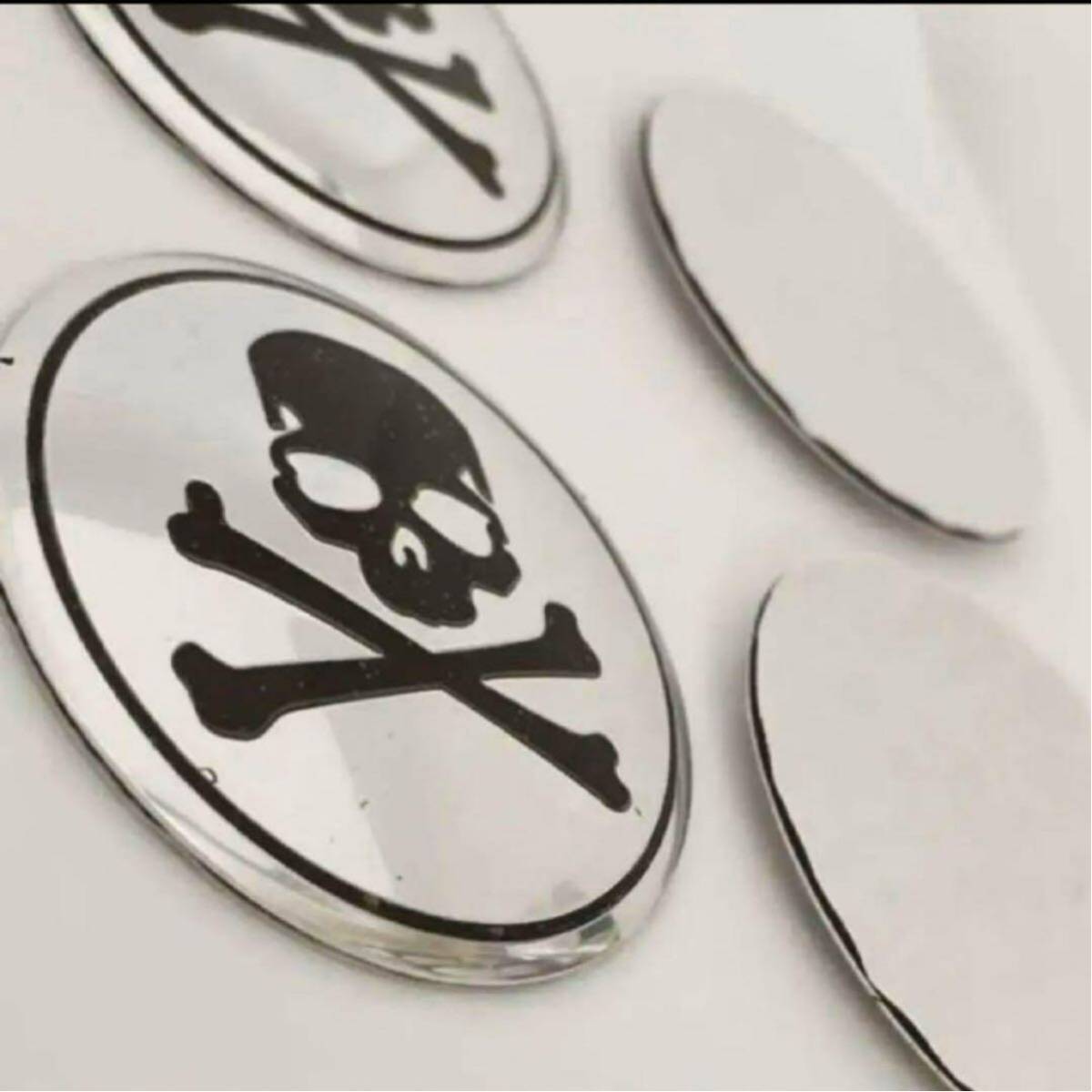 ホイールセンターキャップ シール ドクロ スカル シルバー_画像2