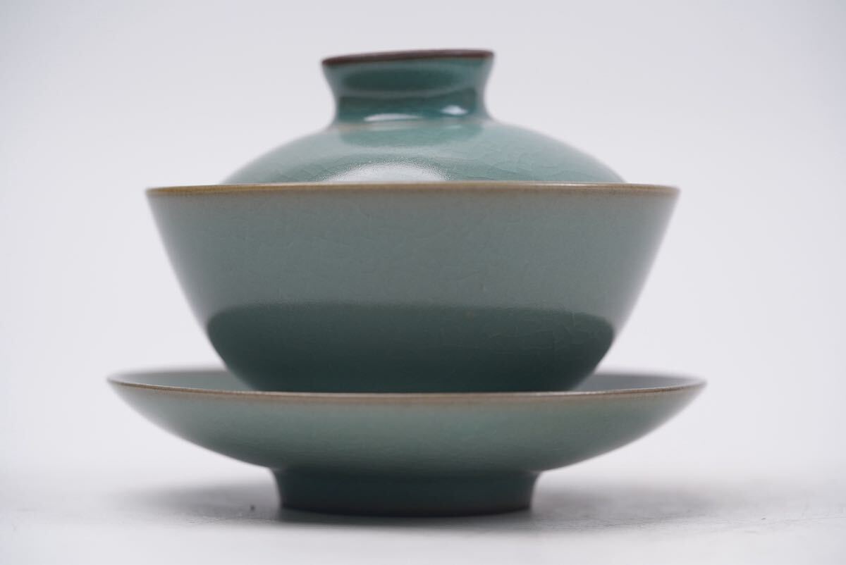 【竹華】茶道具 臺灣 暁芳窯 曉芳窯 汝窯 青磁 蓋付 茶碗 