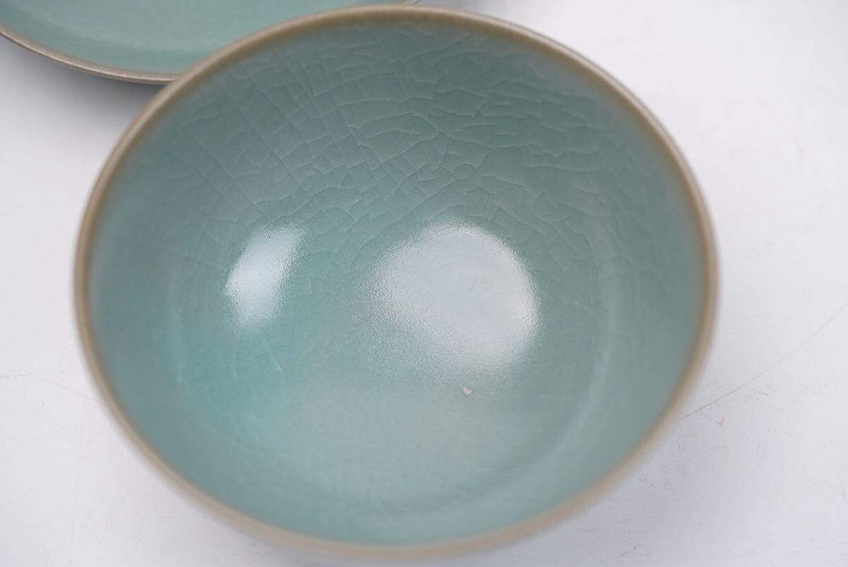 【竹華】茶道具 臺灣 暁芳窯 曉芳窯 汝窯 青磁 蓋付 茶碗 