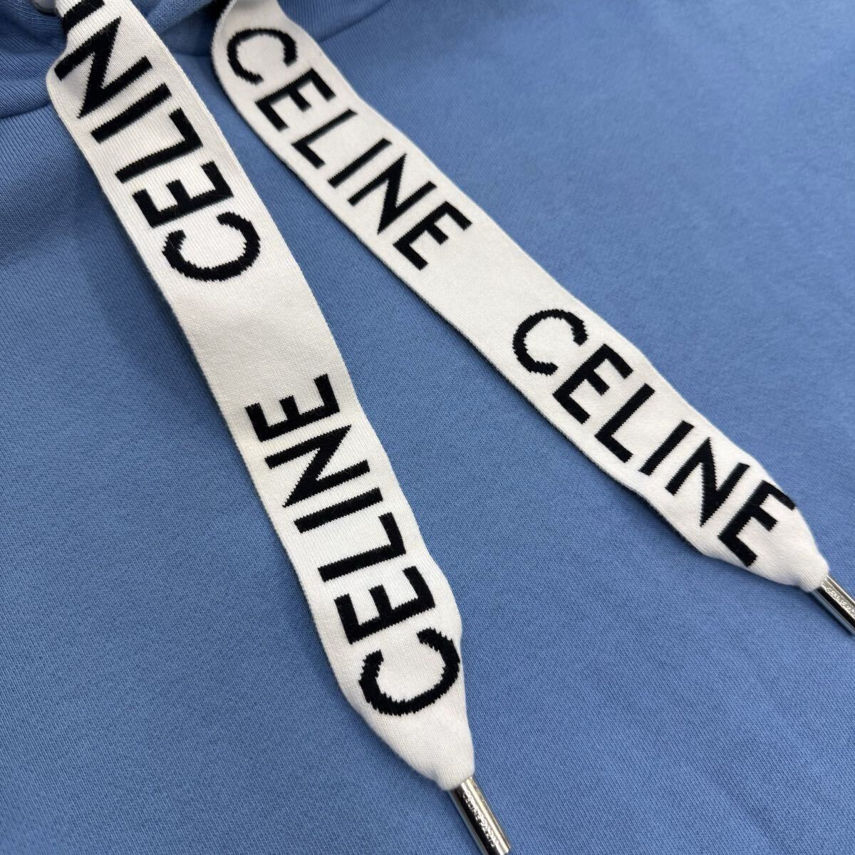 31『極美品?現(xiàn)行モデル』 CELINE セリーヌ メンズ ドローコード ロゴ ぷる プルオーバー パーカー スウェット フーディ ブルー Mサイズ