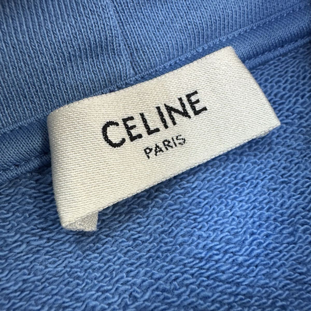 31『極美品?現(xiàn)行モデル』 CELINE セリーヌ メンズ ドローコード ロゴ ぷる プルオーバー パーカー スウェット フーディ ブルー Mサイズ