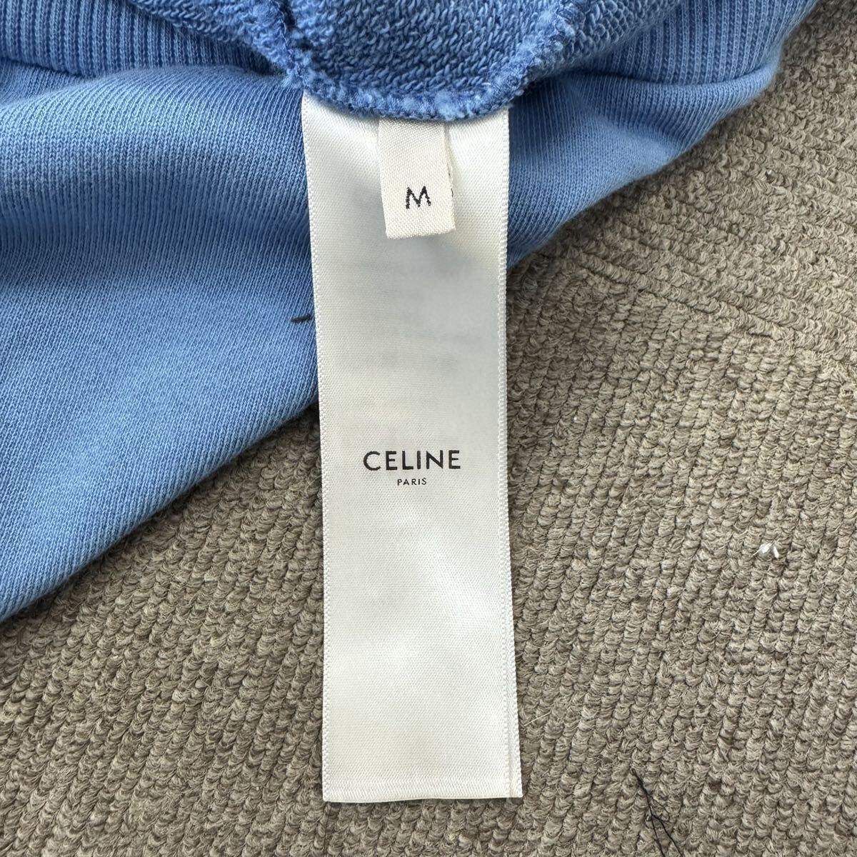 31『極美品?現(xiàn)行モデル』 CELINE セリーヌ メンズ ドローコード ロゴ ぷる プルオーバー パーカー スウェット フーディ ブルー Mサイズ