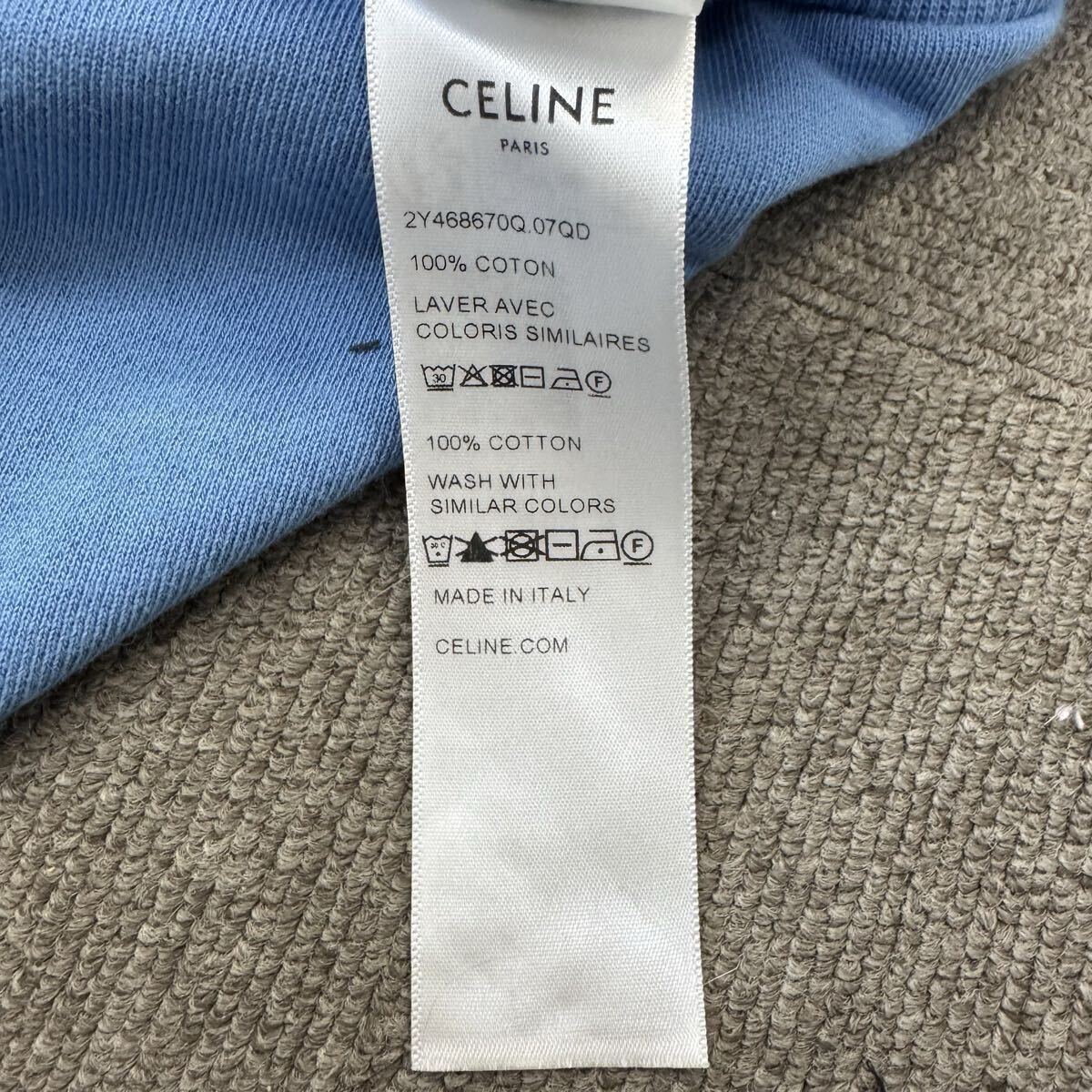 31『極美品?現(xiàn)行モデル』 CELINE セリーヌ メンズ ドローコード ロゴ ぷる プルオーバー パーカー スウェット フーディ ブルー Mサイズ