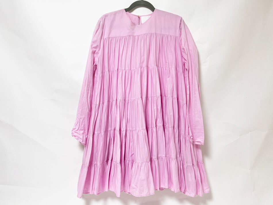 Merlette マーレット SOLIMAN ソリマン ティアードワンピース ピンク コットン ミディアム_画像1