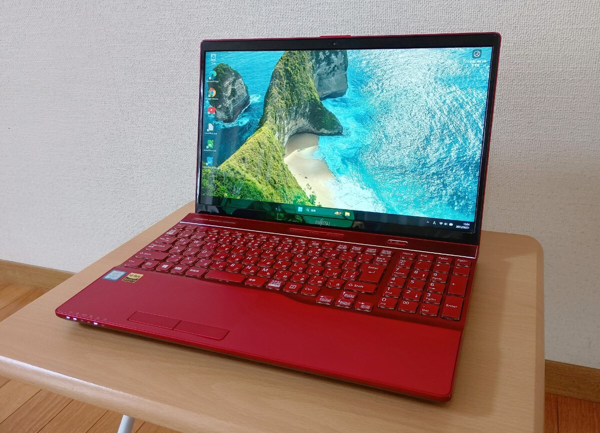富士通 ノートPC LIFEBOOK AH56/D1 i7 8565U SSD256GB HDD1TB FMVA42B3 Windows11 Libre Office ガーネットレッド Blu-ray ノートパソコン