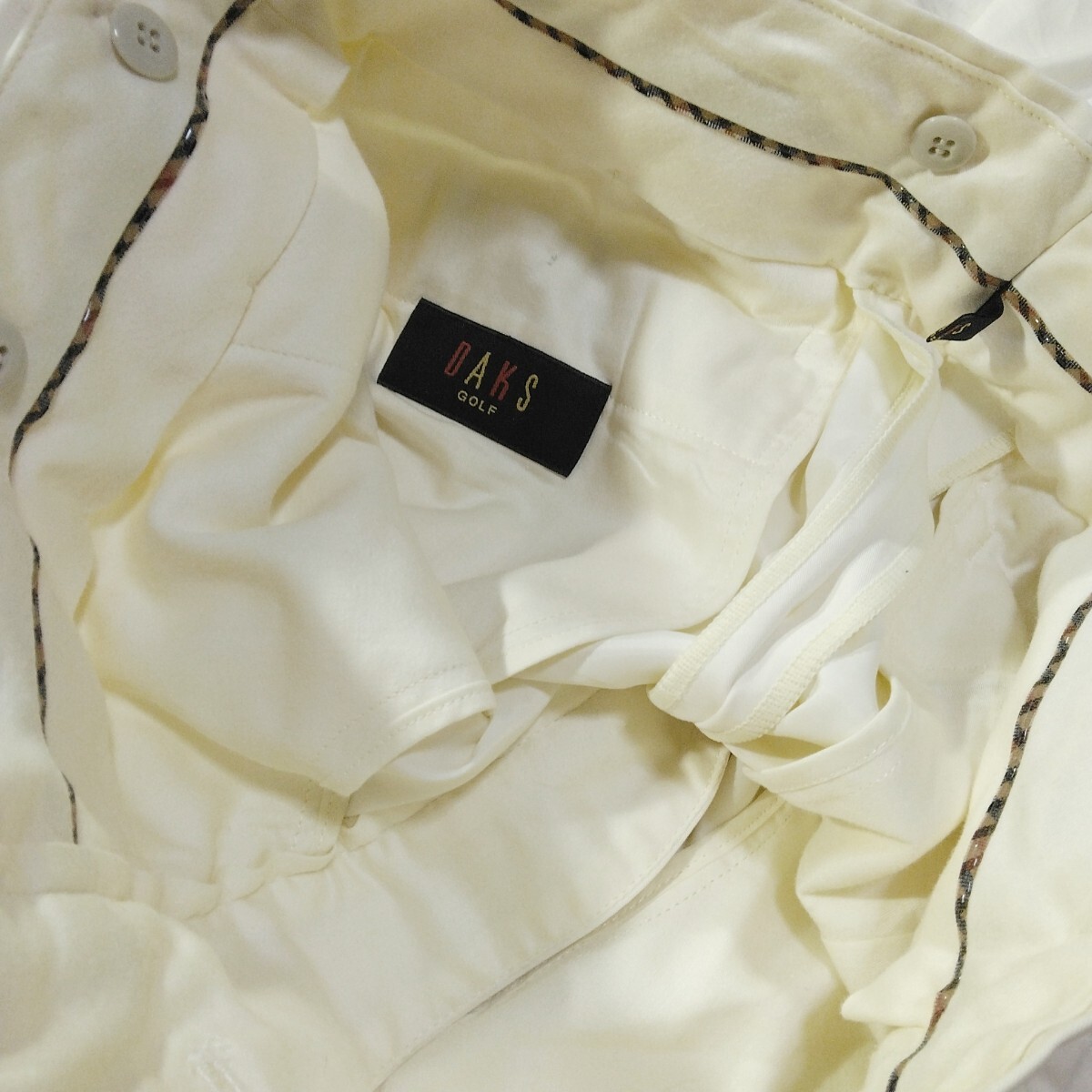61 【DAKS GOLD】 ダックス ストレッチ 伸縮性あり センタープレス パンツ ボトムス チノパン W82 白 ホワイト ゴルフウェア メンズ_画像8