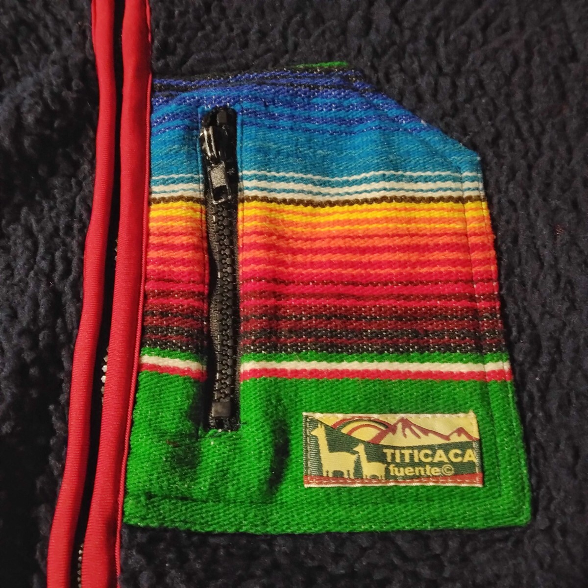 77 【TITICACA】 チチカカ ボア ブルゾン パーカー アウター L ネイビー 紺色 ジップアップ フード 秋冬 ゆったり レディース メンズ_画像4