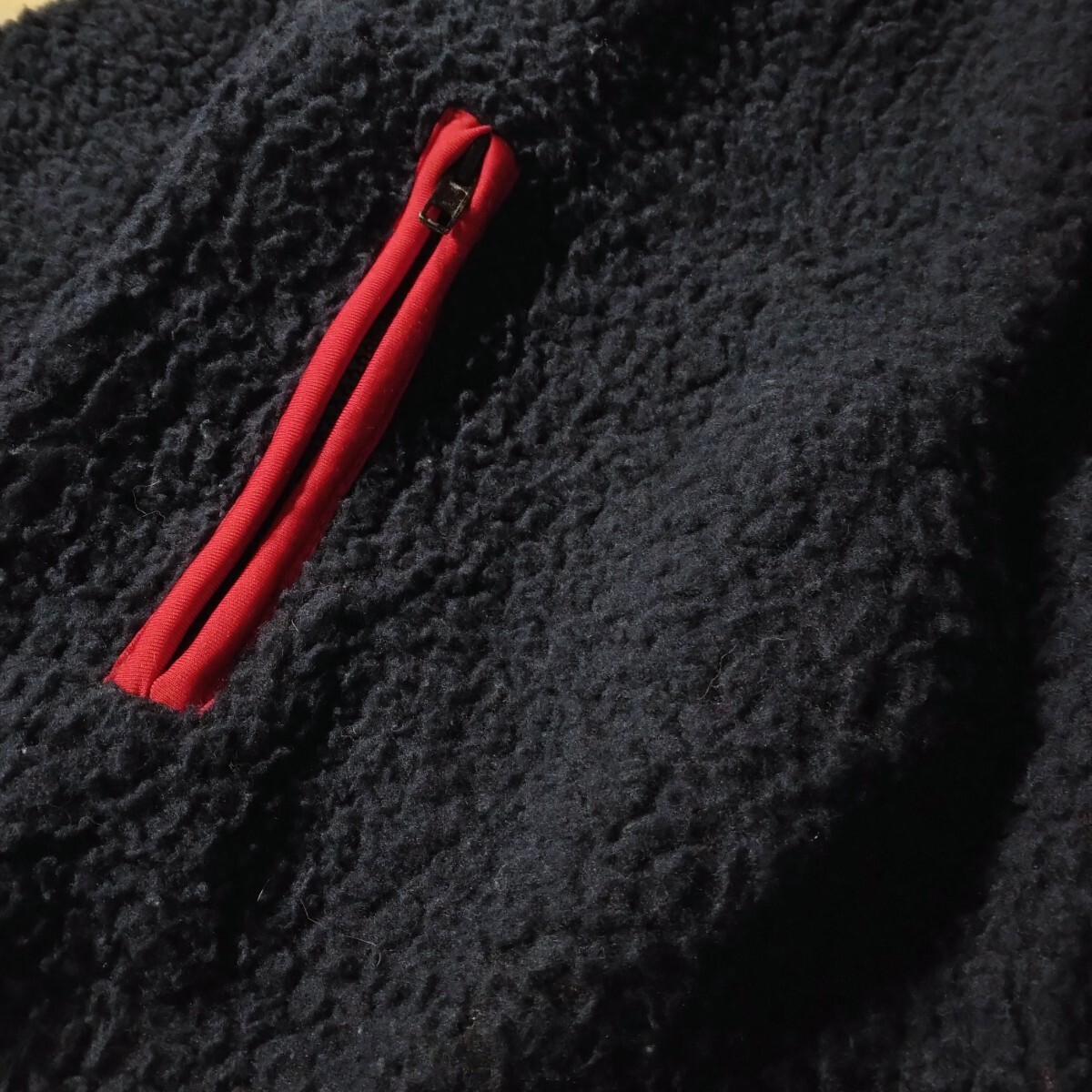 77 【TITICACA】 チチカカ ボア ブルゾン パーカー アウター L ネイビー 紺色 ジップアップ フード 秋冬 ゆったり レディース メンズ_画像6