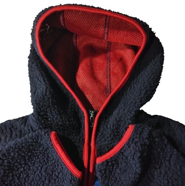 77 【TITICACA】 チチカカ ボア ブルゾン パーカー アウター L ネイビー 紺色 ジップアップ フード 秋冬 ゆったり レディース メンズ_画像3