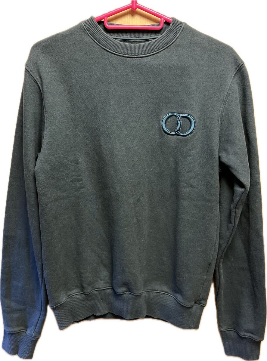 正規 21SS DIOR ディオール KIM JONES キムジョーンズ CD エンブロイダリー 刺繍 ロゴ クルーネック スウェットシャツ 緑 XXS 113J699A0531_画像1