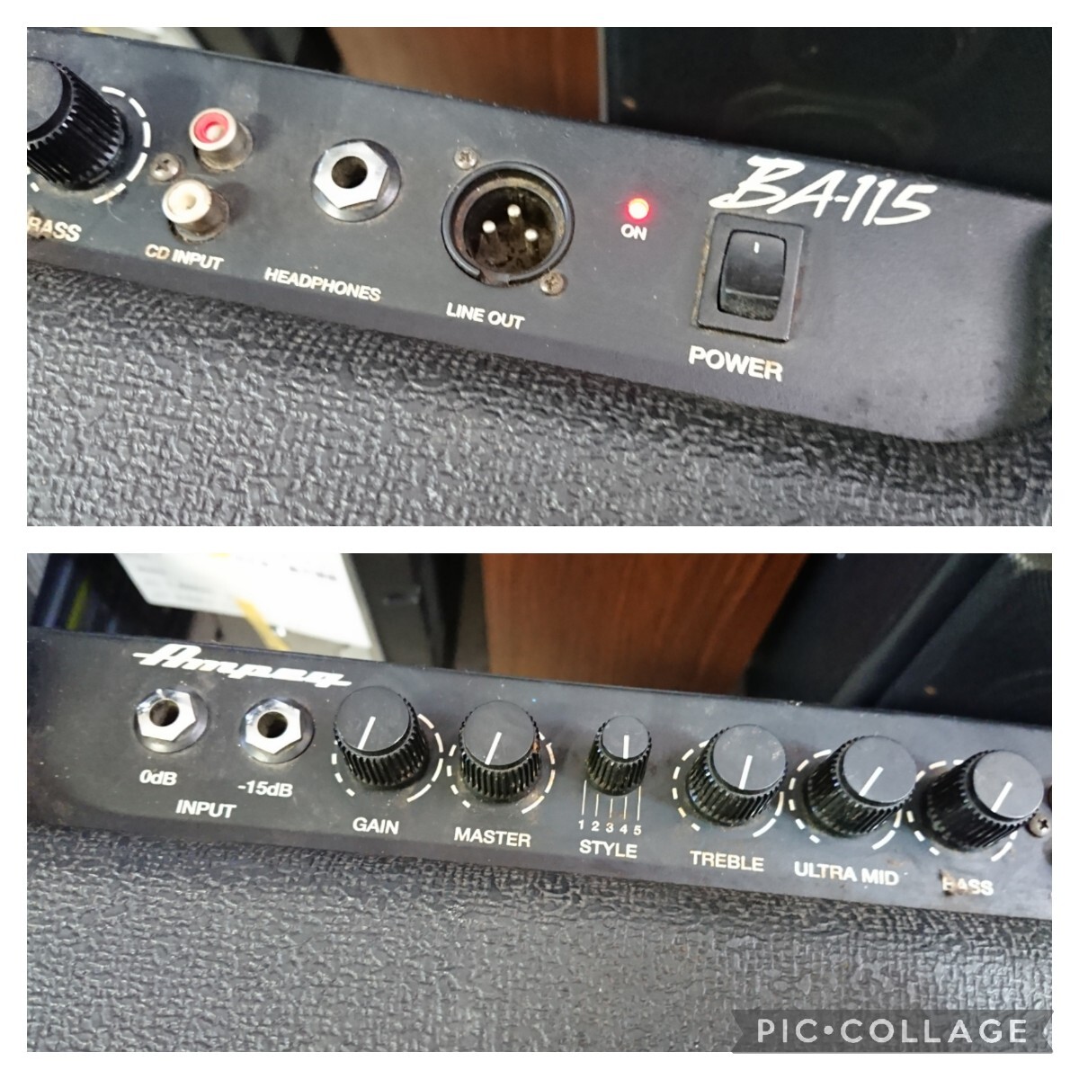 管理0927 Ampeg アンペグ BA-115 ベースアンプ コンポアンプ 音響機材 オーディオ機器 キズ汚れあり 通電確認済み ジャンク_画像4