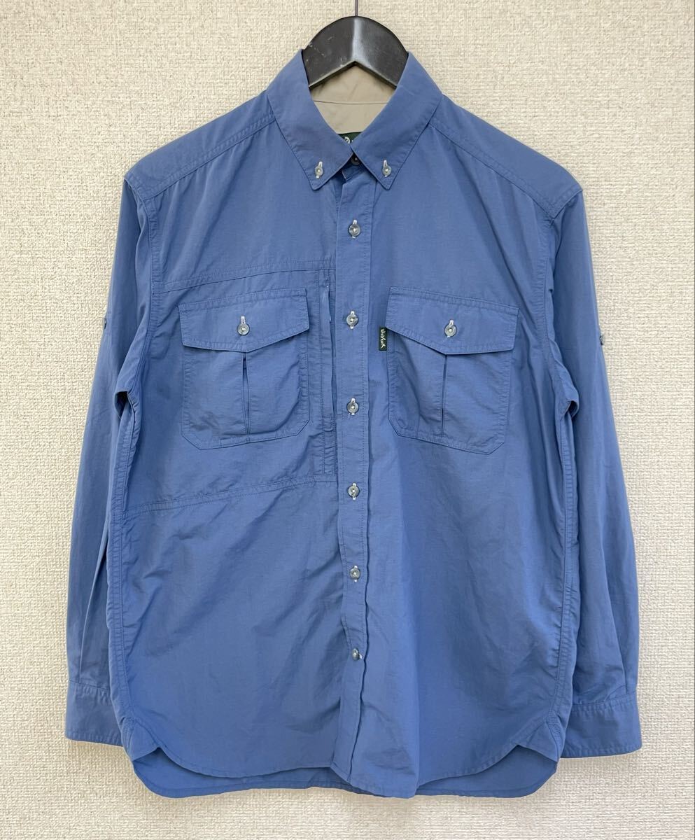良品 Whole Earth Collection ホールアース デサント 長袖 ナイロンシャツ ブルー メンズ Mサイズ アウトドア 登山 キャンプ