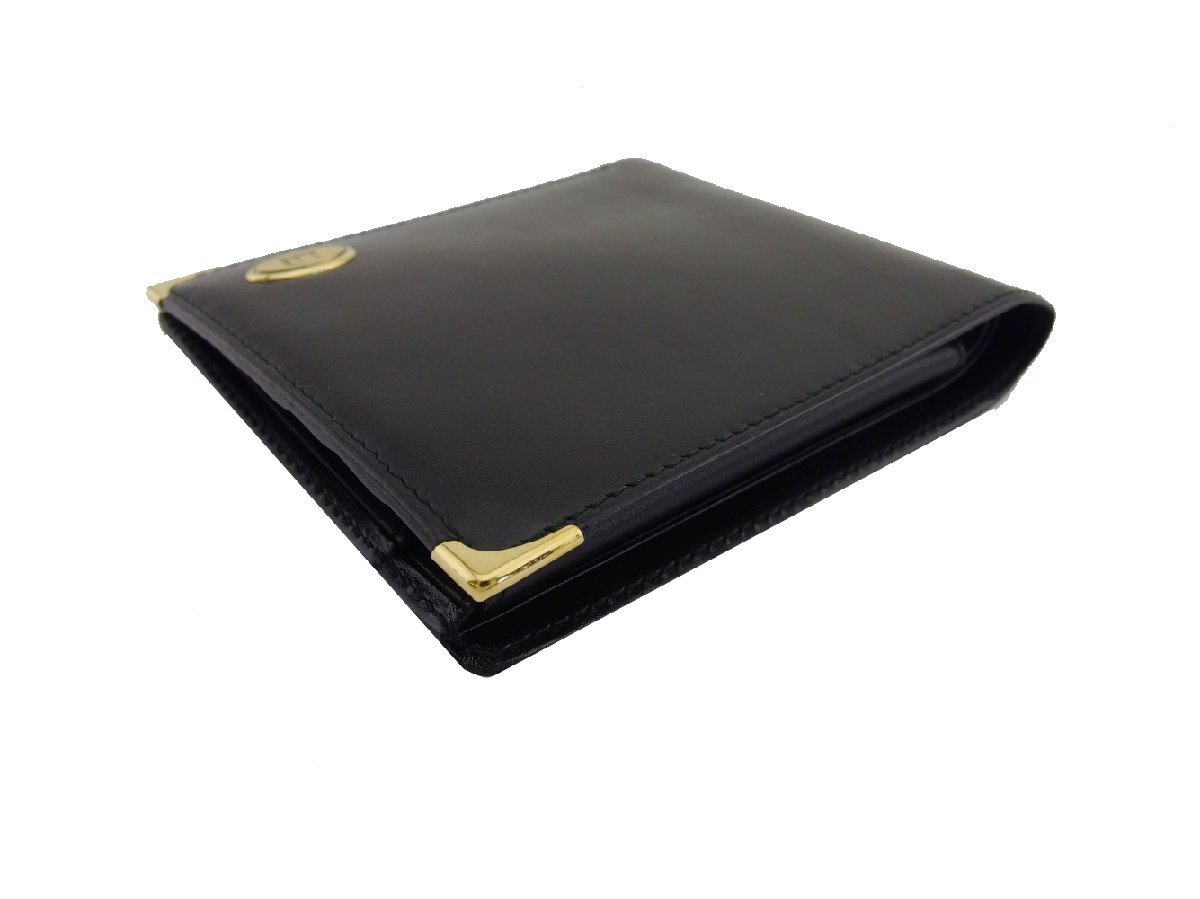 ダンヒル Dunhill 二つ折り財布 ブラック×ゴールド レディース 中古