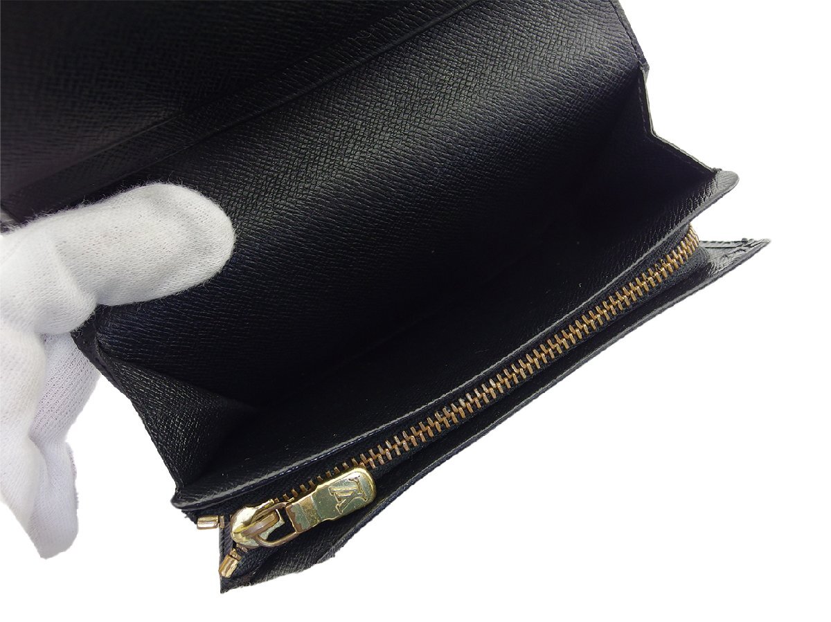 ルイ?ヴィトン LOUIS VUITTON 長(zhǎng)財(cái)布 エピ ポルトモネビエトレゾール ブラック レディース 中古