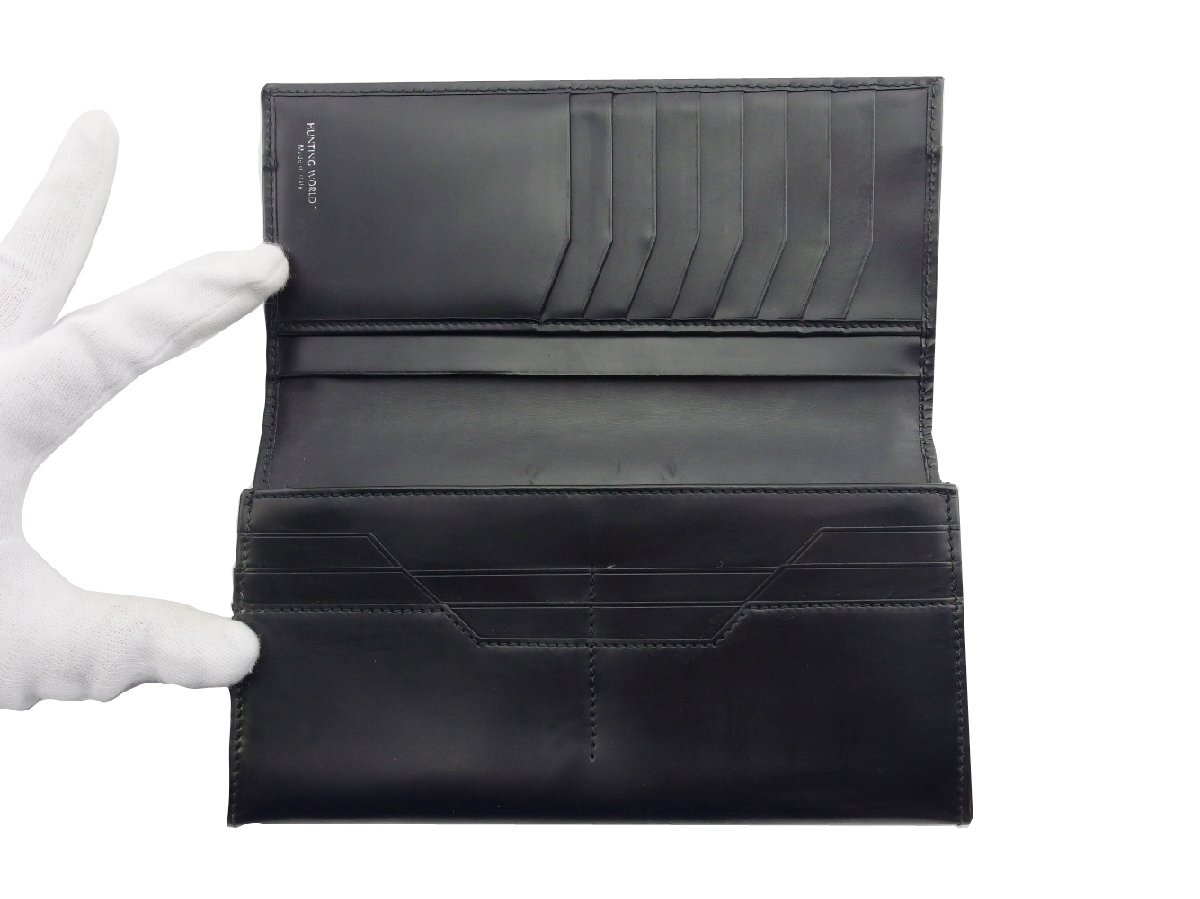 ハンティングワールド HUNTING WORLD 長財(cái)布 ブラック×シルバー レディース 中古