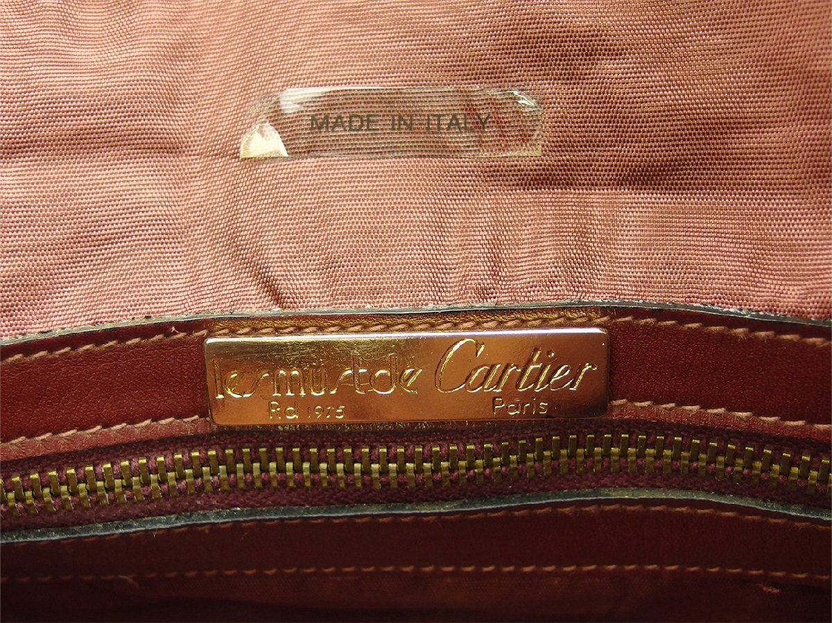 カルティエ CARTIER ボストンバッグ マストライン ボルドー×ゴールド レディース 中古