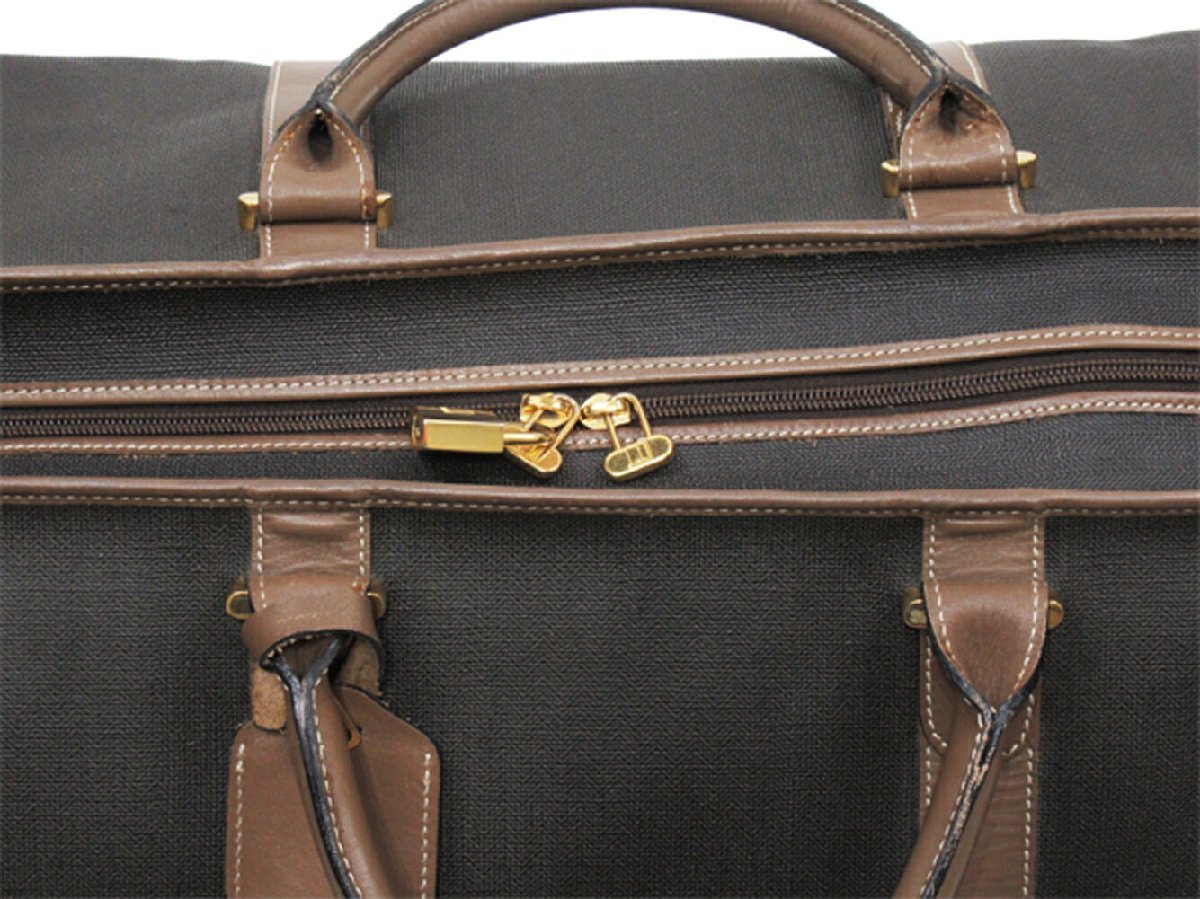 ダンヒル Dunhill ボストンバッグ ヘリンボーン グレー 灰色 ブラウン ゴールド レディース 中古