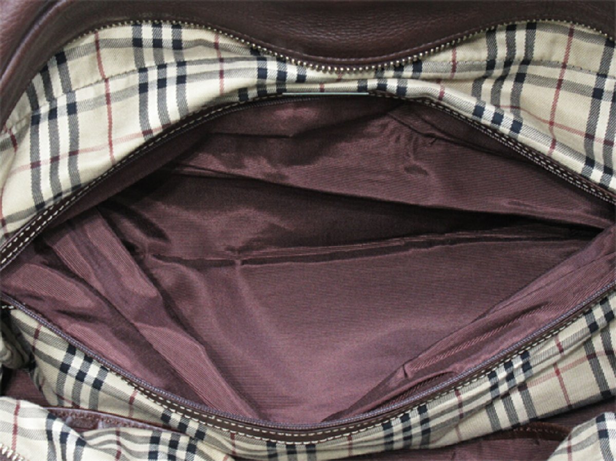 バーバリー BURBERRY ボストンバッグ ステッチ 2WAYショルダー ブラウン シルバー レディース 中古