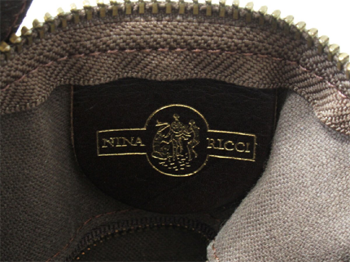 ニナリッチ NINA RICCI ボストンバッグ ヌーボー ブラウン ベージュ ゴールド レディース 中古
