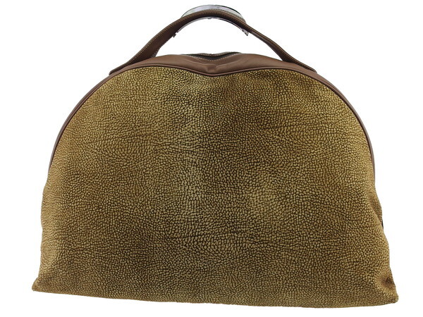 ボルボネーゼ BORBONESE ハンドバッグ うずら柄 ベージュ×ブラウン×ゴールド レディース 中古_画像2