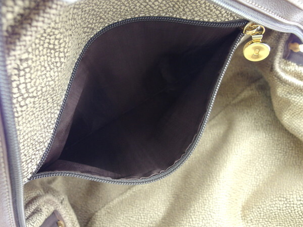 ボルボネーゼ BORBONESE ハンドバッグ うずら柄 ベージュ×ブラウン×ゴールド レディース 中古_画像6