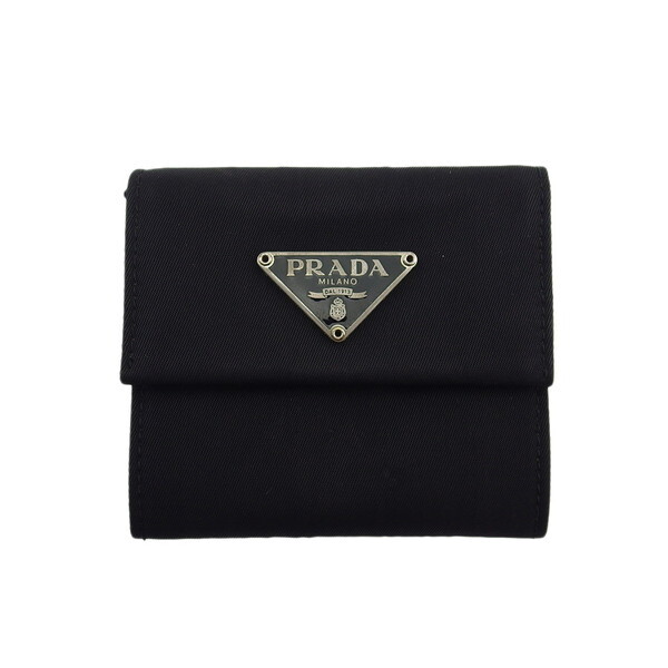 プラダ PRADA コインケース トライアングルロゴ ブラック レディース 中古_画像1