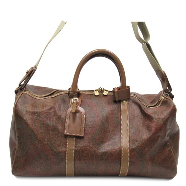 エトロ ETRO ボストンバッグ ペイズリー 2WAYショルダー ブラウン ベージュ レッド系 レディース 中古