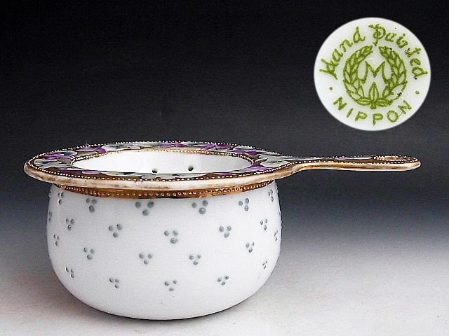 金彩 スミレ花文様 茶漉し ◆ オールドノリタケ _画像2